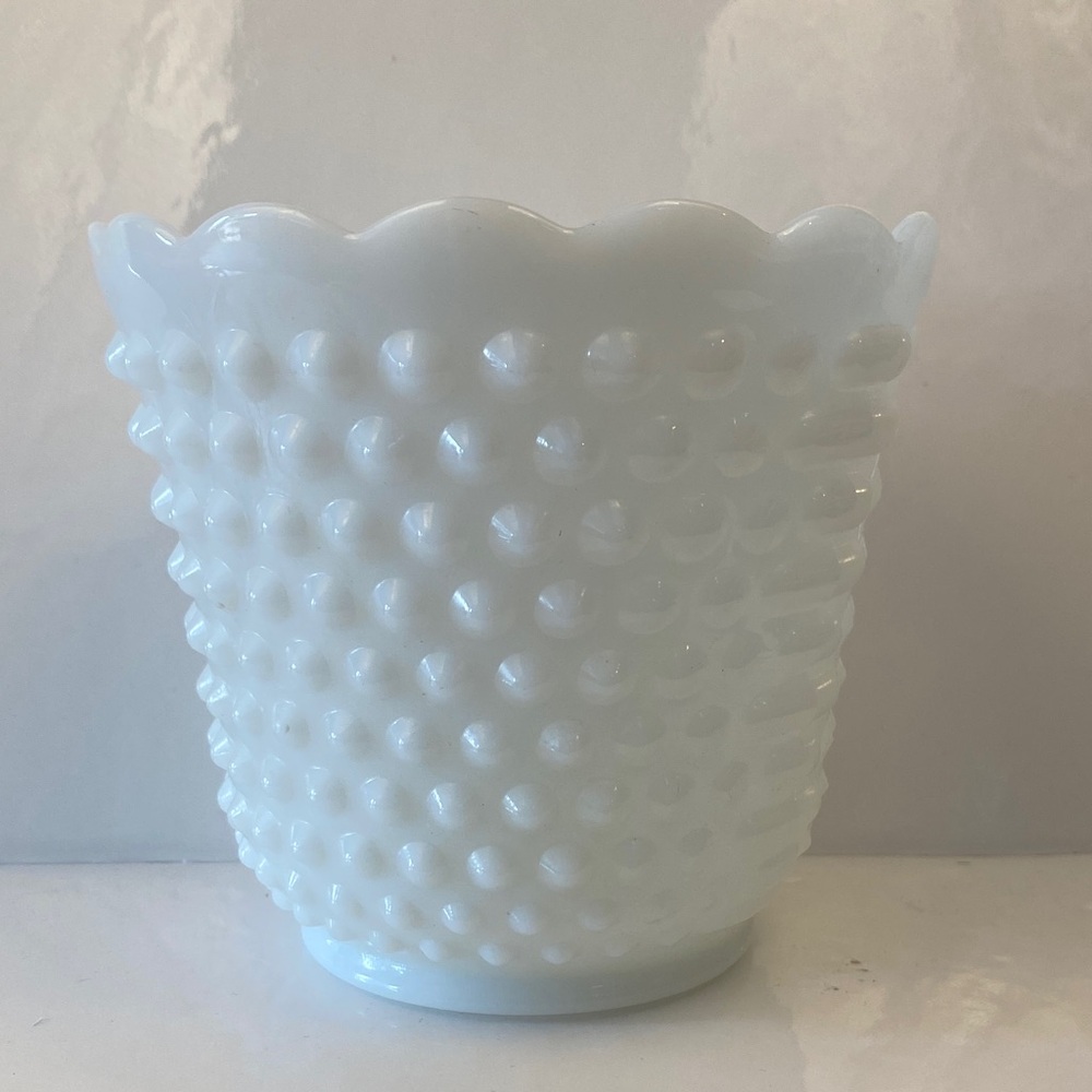 Vintage Fire-King Hobnail Oven Ware Vase/ Planter
